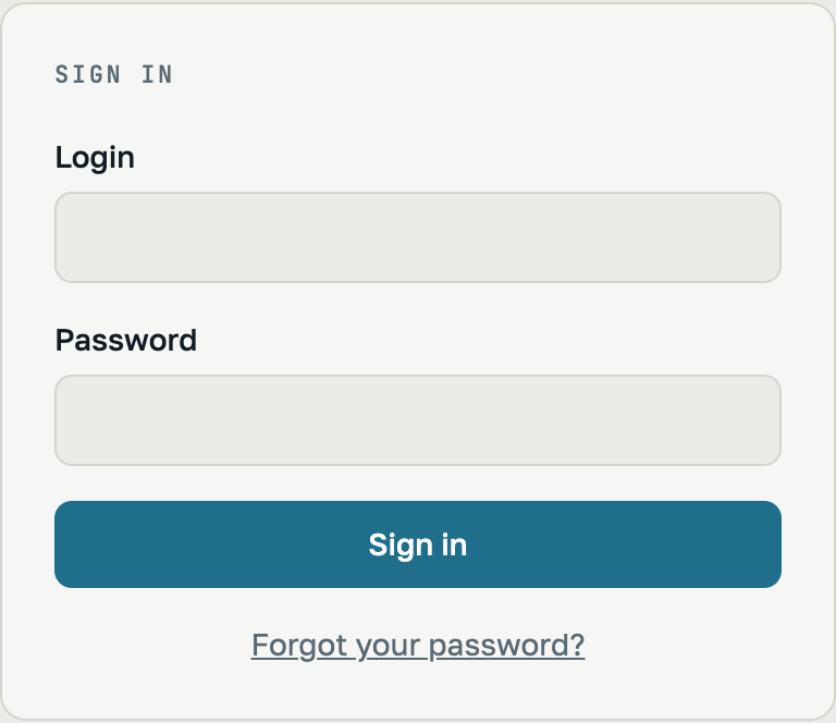 The sign-in card, with a “Forgot your password?” link under the Sign in button